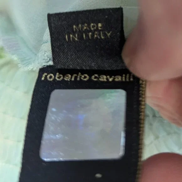 Just Cavalli Size *38 Italian (XS, 2) Printed Crepe Elasticized Hem Blouse - Picture 8 of 15